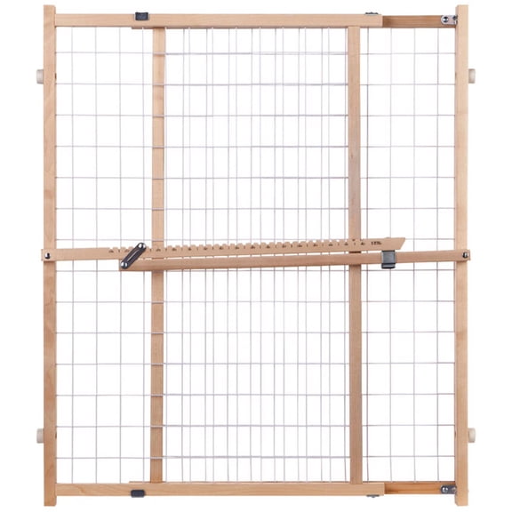 North States Brown 32 in. H X 29.5-50 in. W Wood Wire Mesh Gate