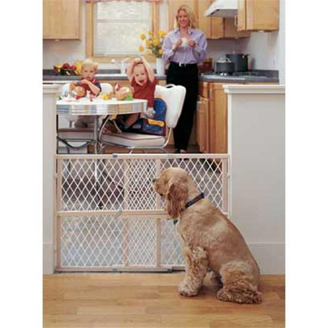 North States Easy Adjust Diamond Mesh Pet Gate, White, Wood, 26.5" 42