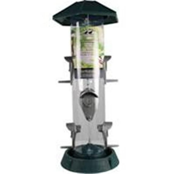 North States Industries 061089 2-In-1 Hinged-Port Bird Feeder, Green And Clear- 1.75 lbs.