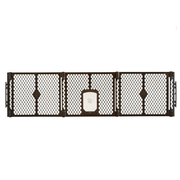 North States MyPet Extra-Wide Plastic Pet Gate with Small Doggy Door, Expands to 103.5" Wide