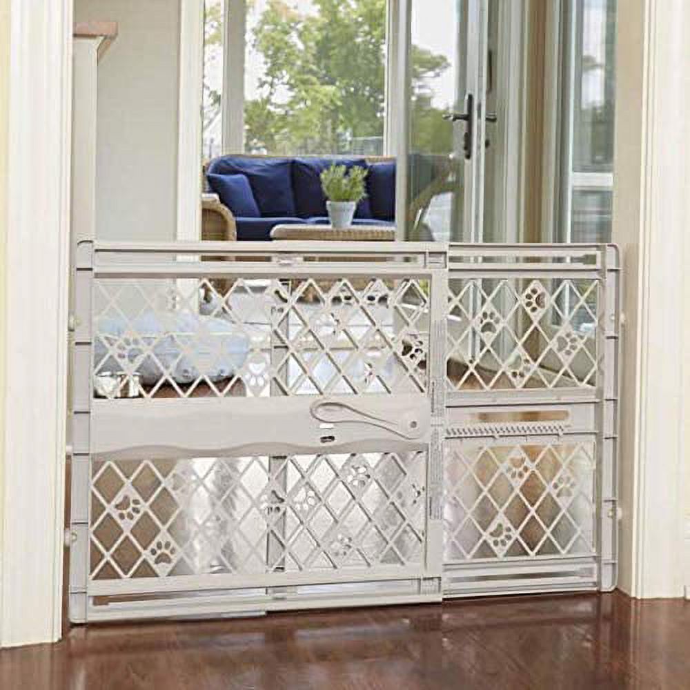 North States MyPet Paws 40" Portable Pet Gate: Expands & locks In place with no tools. Pressure Mount. Fits 26"- 42" wide (23" tall, Light Gray) - image 1 of 6