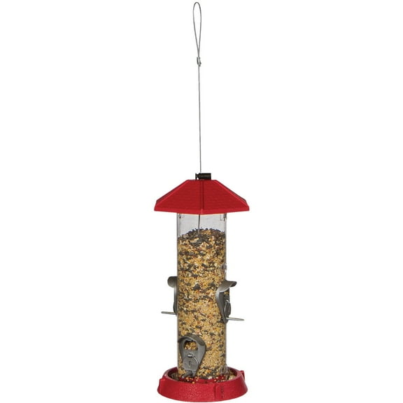 North States Red Plastic Tube Bird Feeder 9310