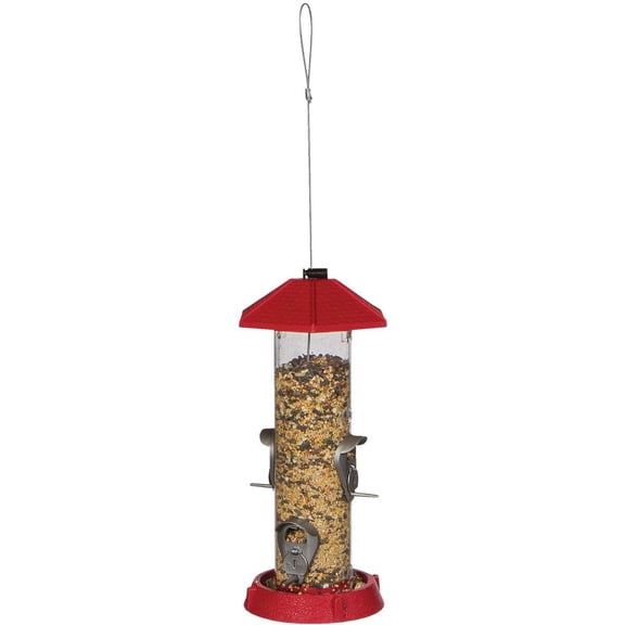 North States Red Plastic Tube Bird Feeder 9310