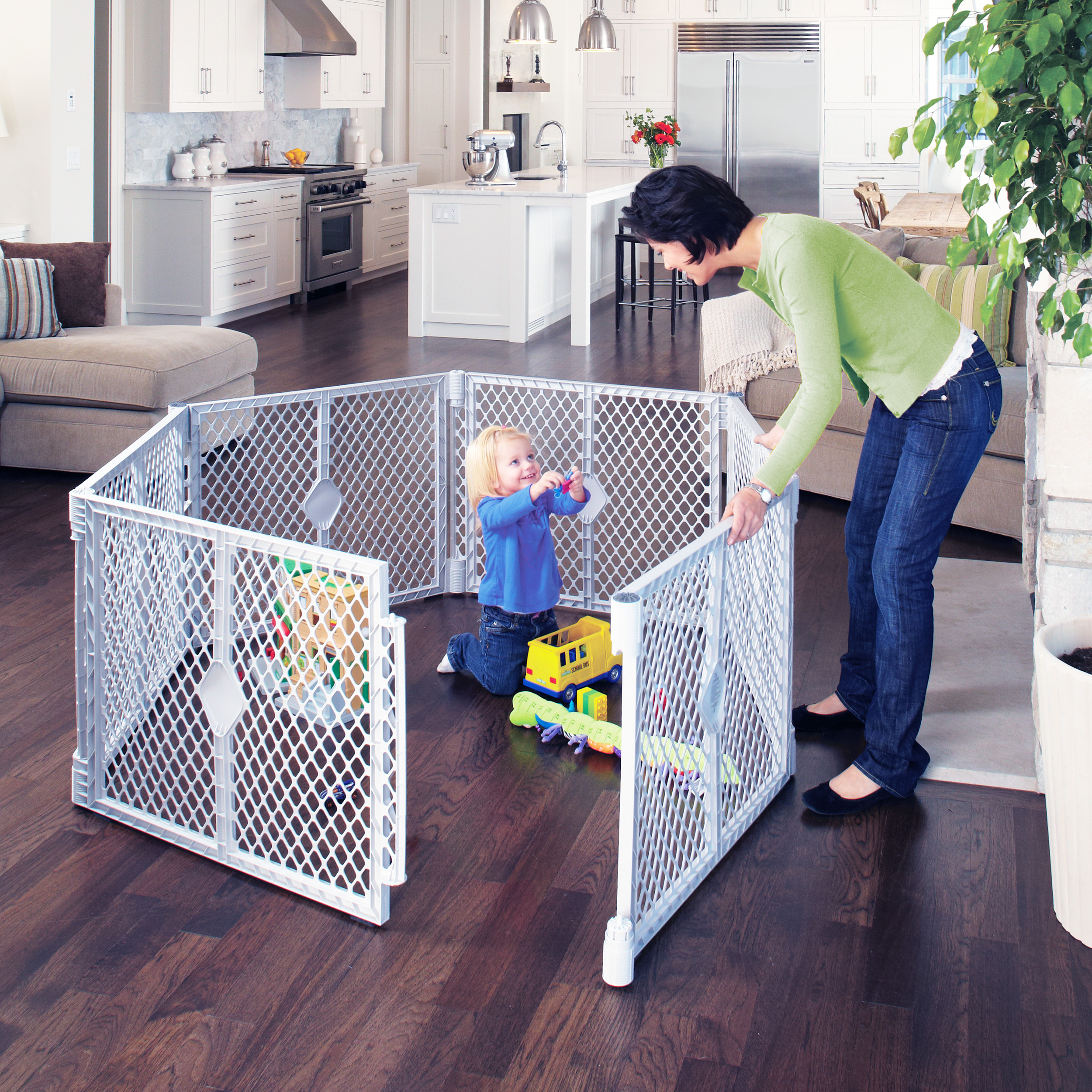 North States Superyard Gray 26 in. H X 18.5 in. W Plastic Child Safety Gate - image 1 of 9