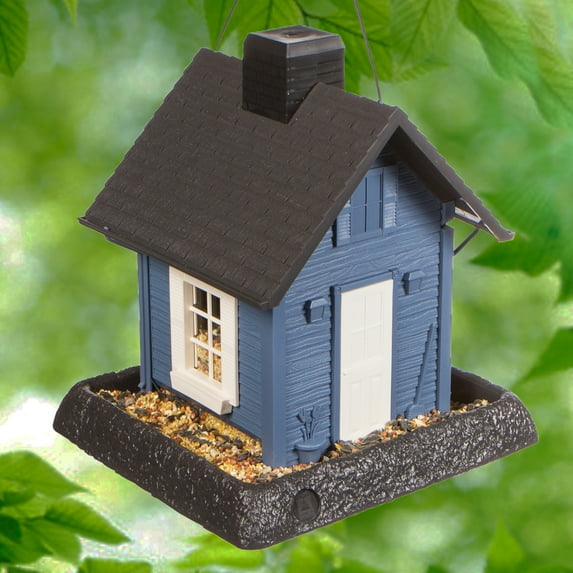 North States Village Collection Blue Cottage Bird Feeder, 5 lb. Capacity