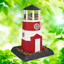 North States Village Collection Red & White Lighthouse Hopper Bird Feeder, 8 lb. Capacity