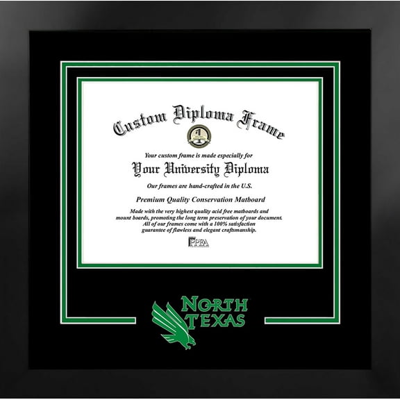 North Texas Mean Green 17w x 14h Spirit Diploma Manhattan Black Frame with Bonus Campus Images Lithograph (value savings $59)