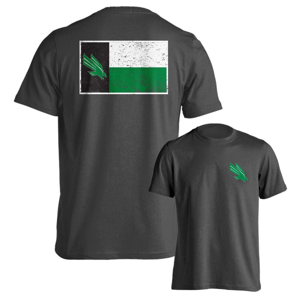 North Texas Mean Green Retro Distressed Short Sleeve T-Shirt – Officially Licensed, Vintage Look, White XL