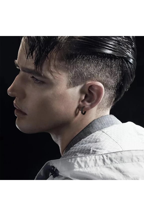 Hoop Earrings for men 14K Yellow Gold Octagon Runes Round Earrings Talisman Stylish Jewelry Viking Gifts for Male