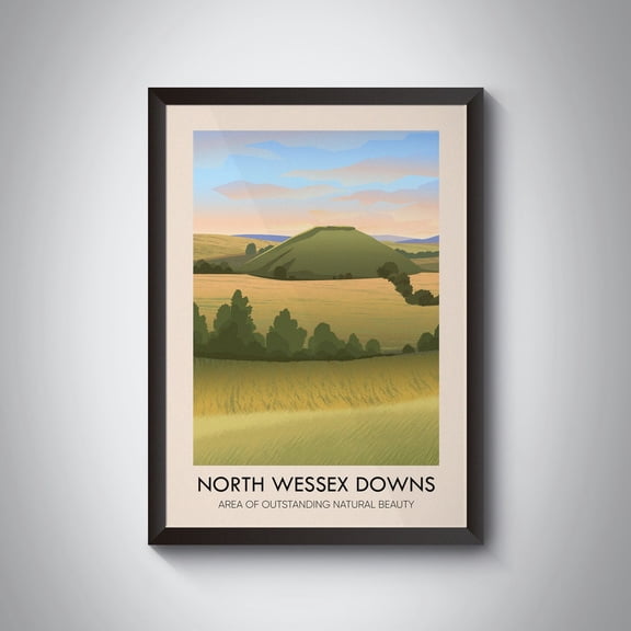 North Wessex Downs Aonb Poster, Silbury Hill, Uffington Horse, White Horse Hill, Vale Of Pewsey, Avebury Stone Circle, Vintage Travel Poster Wall Art, Modern Wall Decor, 8x12 UNFRAMED