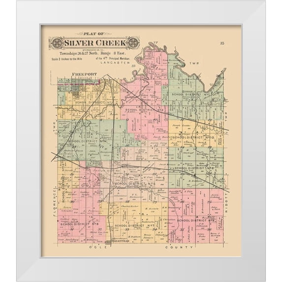 North West Publishing Co. 20x22 White Modern Wood Framed Museum Art Print Titled - Silver Creek Illinois