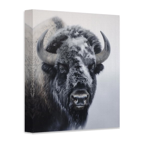 North Wind American Bison in Winter- 16x20 Canvas Poster -Photography Wall Art for Cabin, Lodge, Mountain Retreat, Ski Lodge Decor, Ski Chalets, Holiday Resorts