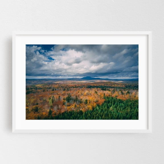 North Woods Autumn 01 - Abbot Maine Photography Autumn Forest Landscape Nature Scenic Mountain Rural White Framed Wall Art Print 5 x 7 inches