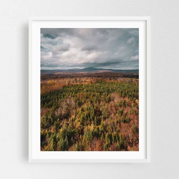 North Woods Autumn 02 - Abbot Maine Photography Forest Nature Landscape Autumn Scenic Mountain Rustic White Framed Wall Art Print 6 x 8 inches