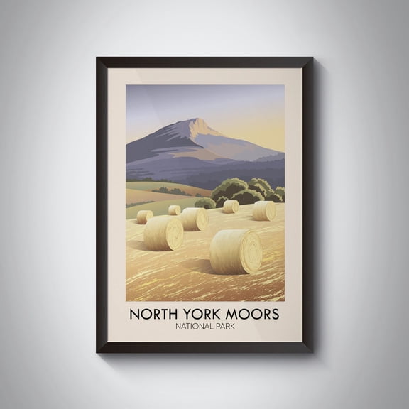 North York Moors National Park Poster, Roseberry Topping Print, Vintage Travel Poster, Yorkshire Artwork, Uk, England, North Yorkshire Print Wall Art, Modern Wall Decor, 8x12 UNFRAMED