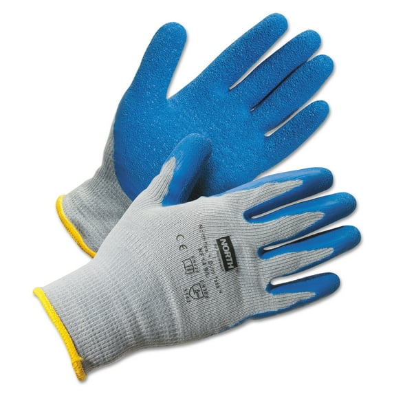 North by Honeywell Duro Task Supported Natural Rubber Gloves, Medium, Blue/Gray