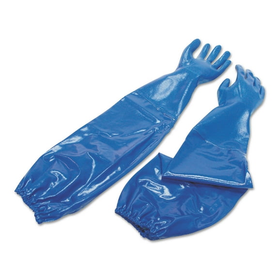 North by Honeywell Nitri-Knit Supported Nitrile Gloves, Elastic Cuff, Interlock Lined,Size 10, Blue