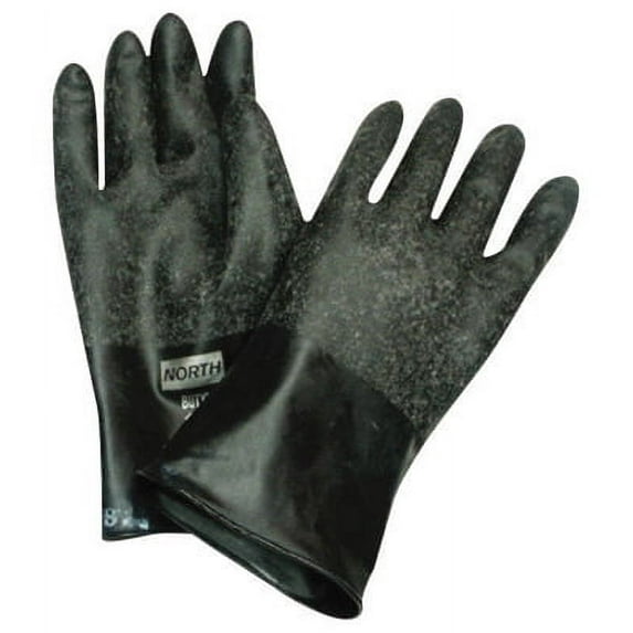 North by Honeywell Size 7 Black 11'' 13 mil Unsupported Butyl Resistant Gloves With Smooth Finish And Rolled Beaded Cuff