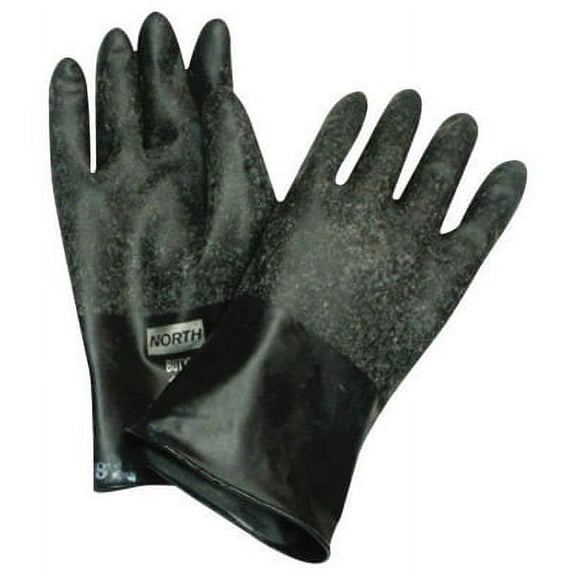 North by Honeywell Size 7 Black 11'' 13 mil Unsupported Butyl Resistant Gloves With Smooth Finish And Rolled Beaded Cuff