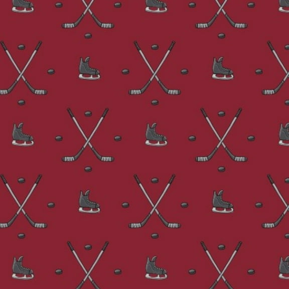 North of Ordinary Hockey Anthem Crimson Cotton Fabric (1 yard)