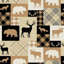 North of Ordinary Woodland Patchwork Cream Fleece Fabric (1 yard)