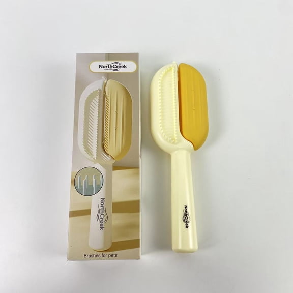 NorthCreek Brushes for pets,Pet Hair Removal Comb Flea Comb, De-Shedding Cat Hair Comb, Cat Grooming Supplies, Cat Brush for Short and Long Hair Cats (Yellow)