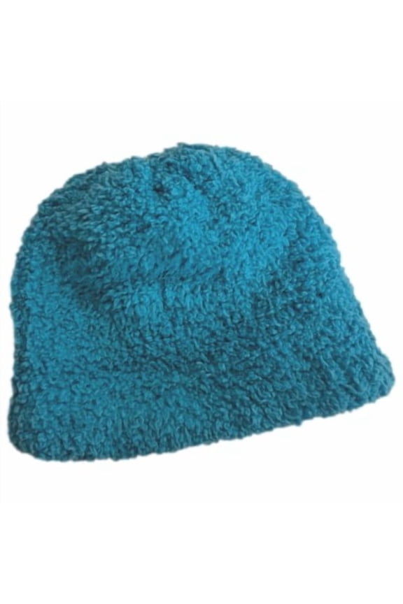 Womens Teal Blue Sherpa Stocking Cap Hat Beanie