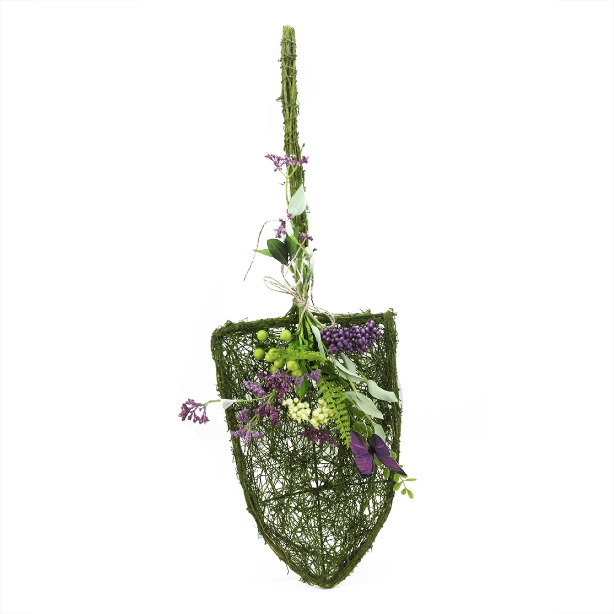NorthLight 29 in. Decorative Purple & Green Mixed Berry & Butterfly Artificial Floral Shovel Accent
