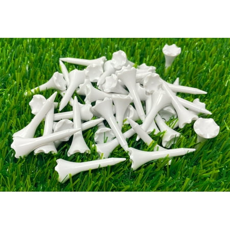 NorthPointe 1 ½” Plastic Golf Tees Short Tees for Irons, Par Threes, Hybrids, and Driving Range Pack 50 Bulk in High Visibility White Durable Plastic Solid White
