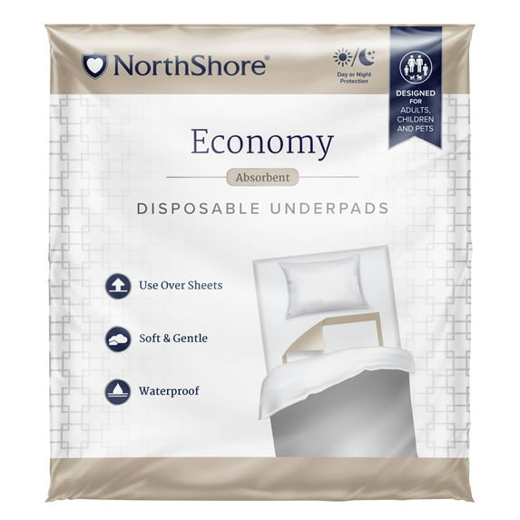 NorthShore Economy Disposable Underpads, Ultra Large, 36x36 in., Pack/15