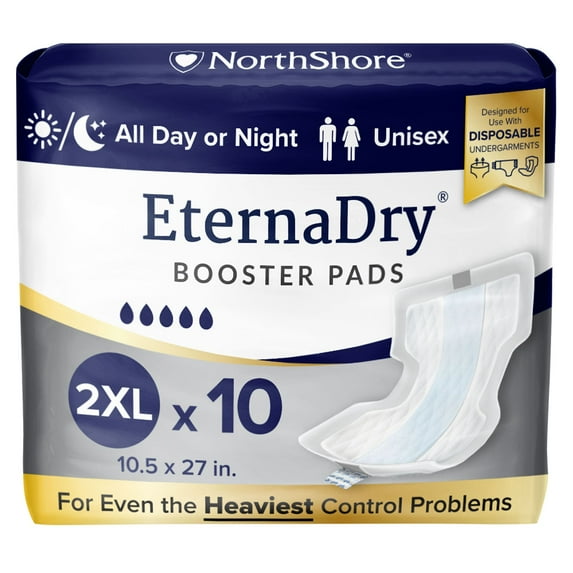 NorthShore EternaDry Booster Pad Diaper Doublers with Adhesive, 2X-Large, Pack/10