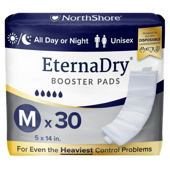 NorthShore EternaDry Booster Pad Diaper Doublers with Adhesive, Medium, Pack/30