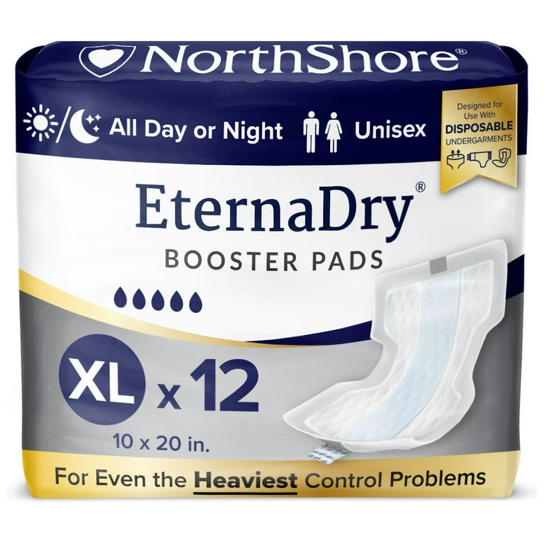 NorthShore EternaDry Booster Pad Diaper Doublers with Adhesive X Large Pack 12