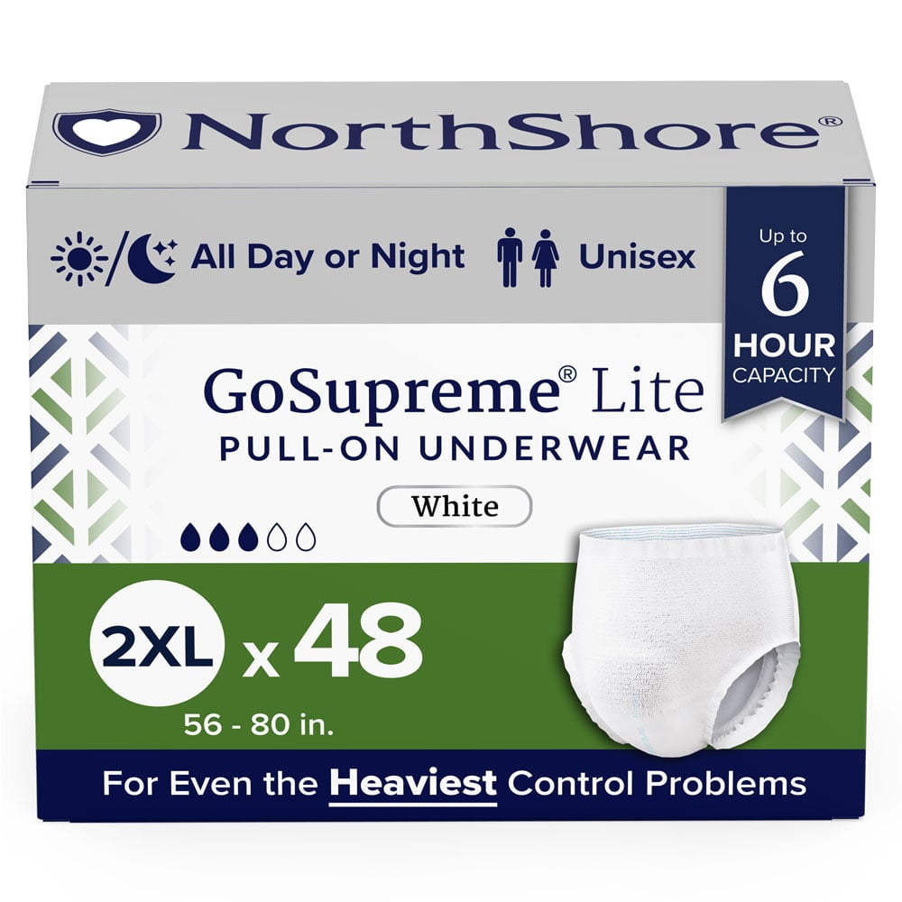 NorthShore GoSupreme Lite Incontinence Underwear, 6-Hour Pullup Style ...