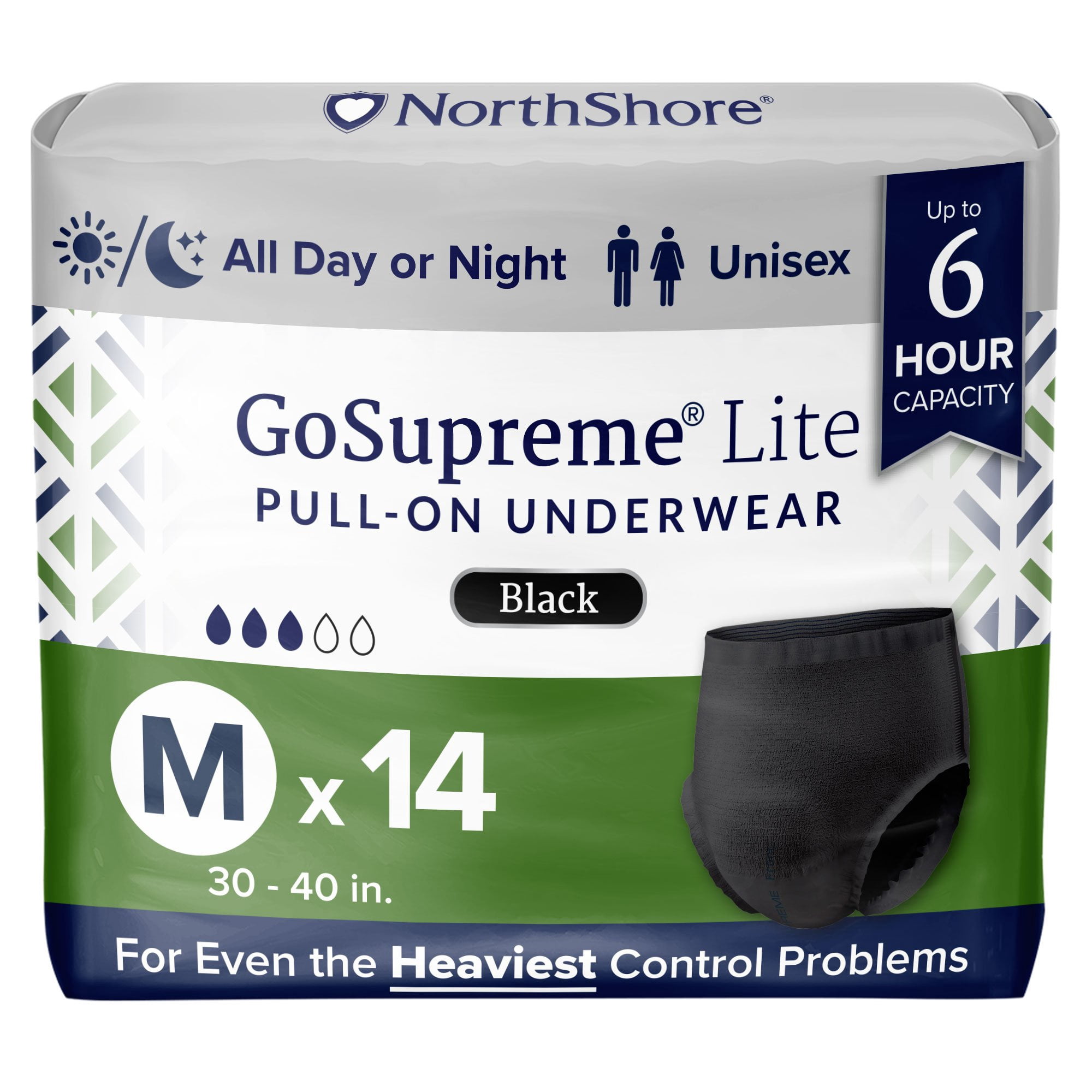 NorthShore GoSupreme Lite Incontinence Underwear, 6-Hour Pullup Style ...