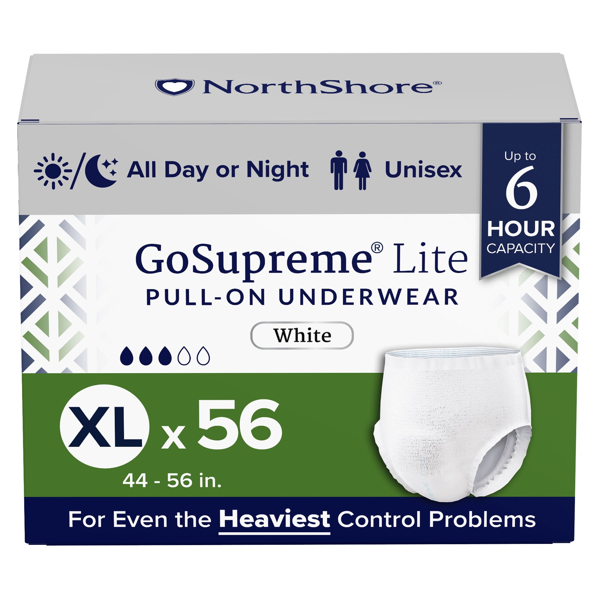 NorthShore GoSupreme Lite Incontinence Underwear, 6-Hour Pullup Style ...