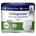 thumbnail image 1 of NorthShore GoSupreme Overnight Incontinence Underwear, 8-Hour Pullup Style, 3X-Large, 10 Count Bag, White, 74-90 inches, Unisex Adult Diapers, 1 of 8