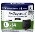 thumbnail image 1 of NorthShore GoSupreme Overnight Incontinence Underwear, 8-Hour Pullup Style, Large, 14 Count Bag, Black, 36-48 inches, Unisex Adult Diapers, 1 of 8