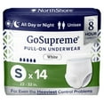 thumbnail image 1 of NorthShore GoSupreme Overnight Incontinence Underwear, 8-Hour Pullup Style, Small, 14 Count Bag, White, 22-32 inches, Unisex Adult Diapers, 1 of 8