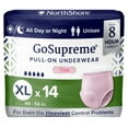 thumbnail image 1 of NorthShore GoSupreme Overnight Incontinence Underwear, 8-Hour Pullup Style, X-Large, 14 Count Bag, Pink, 44-56 inches, Unisex Adult Diapers, 1 of 8