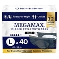 thumbnail image 1 of NorthShore MegaMax Adult Overnight Diapers, 12-Hour Tab-Style, Large, 40 Count Case, Black, 42-54 inches, Unisex Incontinence Underwear, 1 of 8