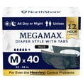 thumbnail image 1 of NorthShore MegaMax Adult Overnight Diapers, 12-Hour Tab-Style, Medium, 40 Count Case, Black, 32-44 inches, Unisex Incontinence Underwear, 1 of 8