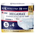 thumbnail image 1 of NorthShore MegaMax Adult Overnight Diapers, Made in USA, 12-Hour Tab-Style, Small, 4 Count Trial, White, 24-34 inches, Unisex Incontinence Underwear, 1 of 8