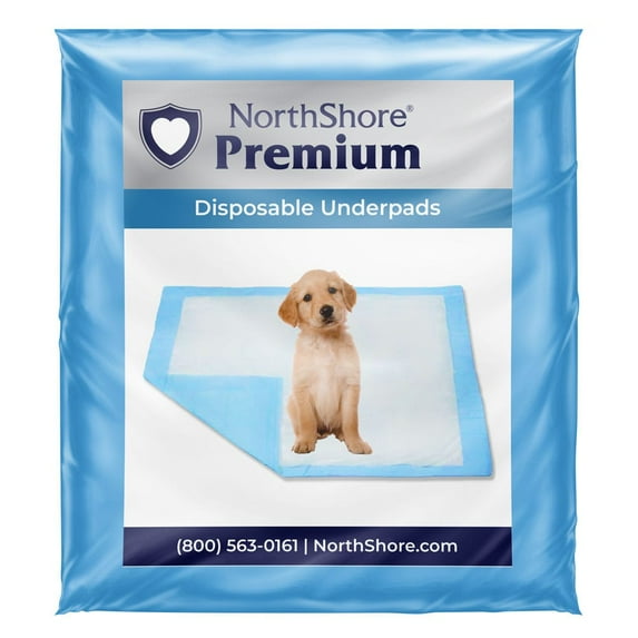 NorthShore Premium Puppy Pads, Blue 25 oz., 23x36 in, Case/150 (6/25s)