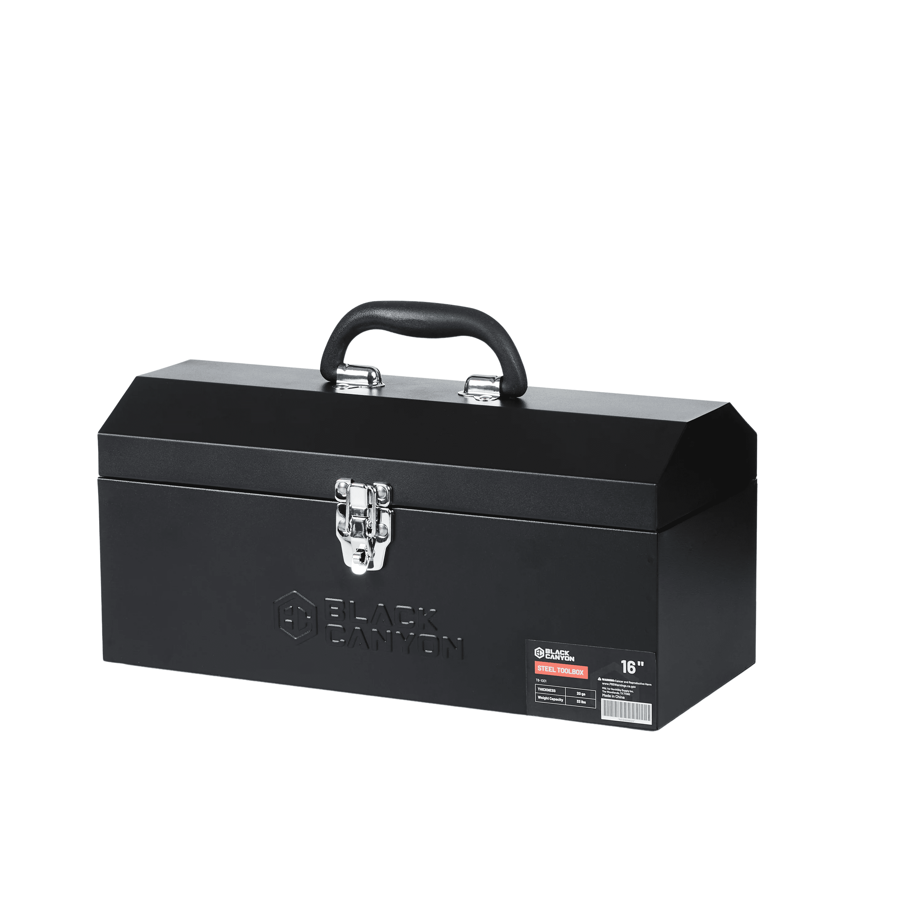 NorthSky 16" Steel Tool Box, Heavy Duty Carbon Steel, Portable Toolbox with Lockable Handle, 4 Anti-Slip Pads, for Trailer, Garage, Mechanic
