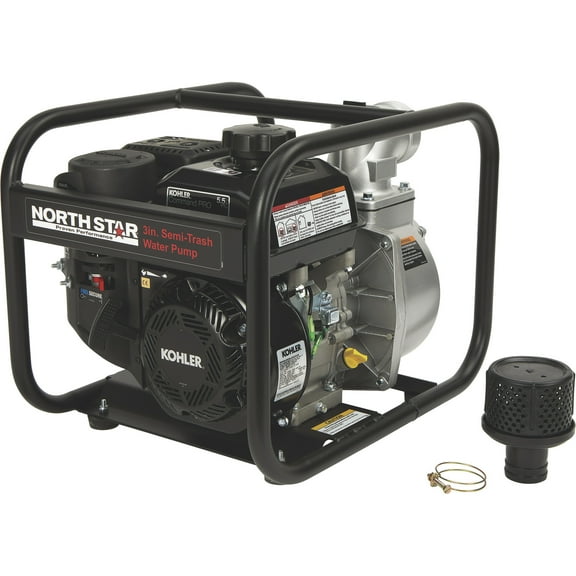 NorthStar Self-Priming Semi-Trash Water Pump, 3in. Ports, 15,850 GPH, 3/4in. Solids Capacity, 177cc Kohler CH255 Engine