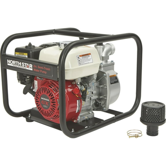 NorthStar Self-Priming Semi-Trash Water Pump, 2in. Ports, 10,010 GPH, 5/8in. Solids Capacity, 163cc Honda GX160 Engine