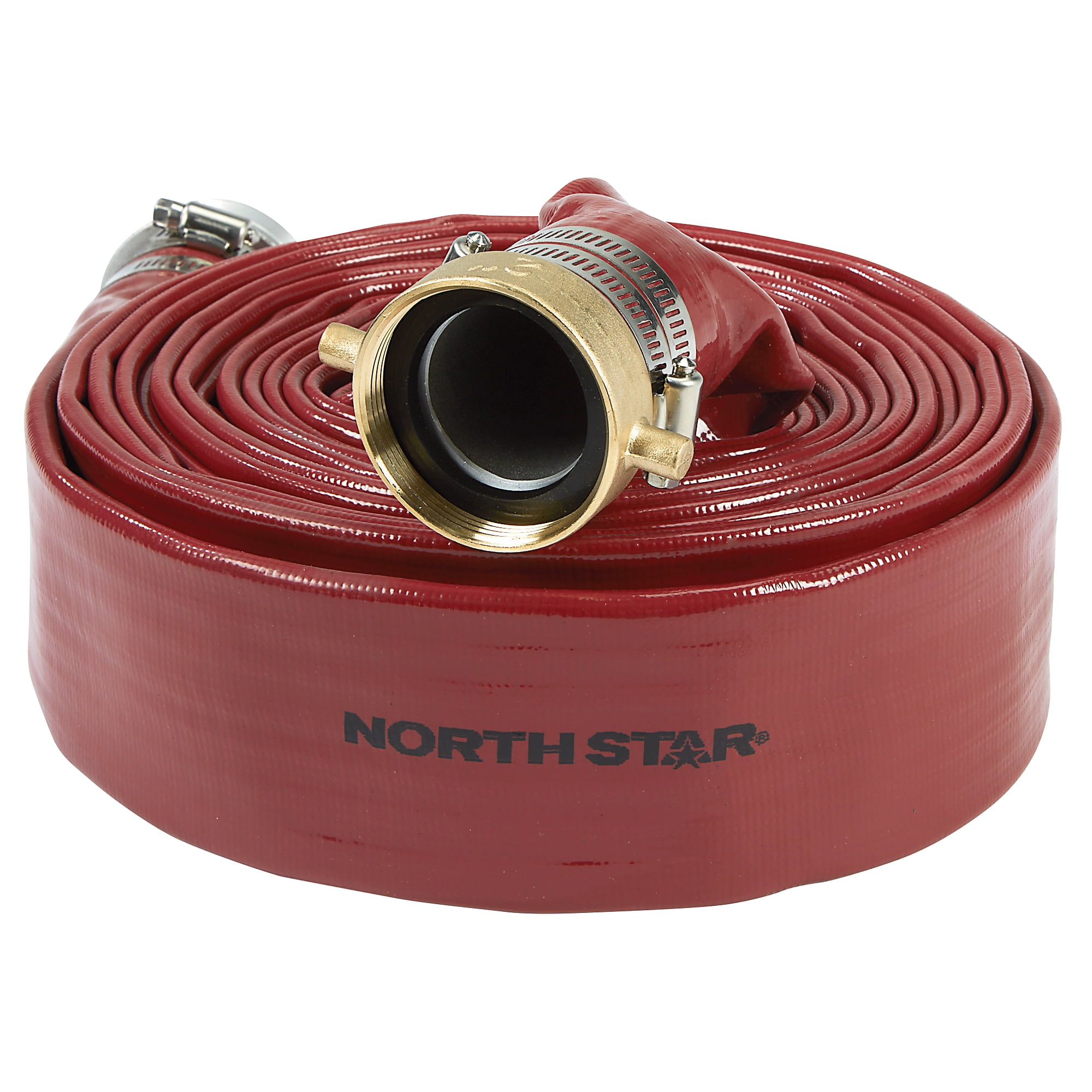 NorthStar Water Pump Discharge Hose, 2in. x 25ft. Max. PSI 150, PVC, Lay Flat, Industrial-Grade Aluminum Couplings