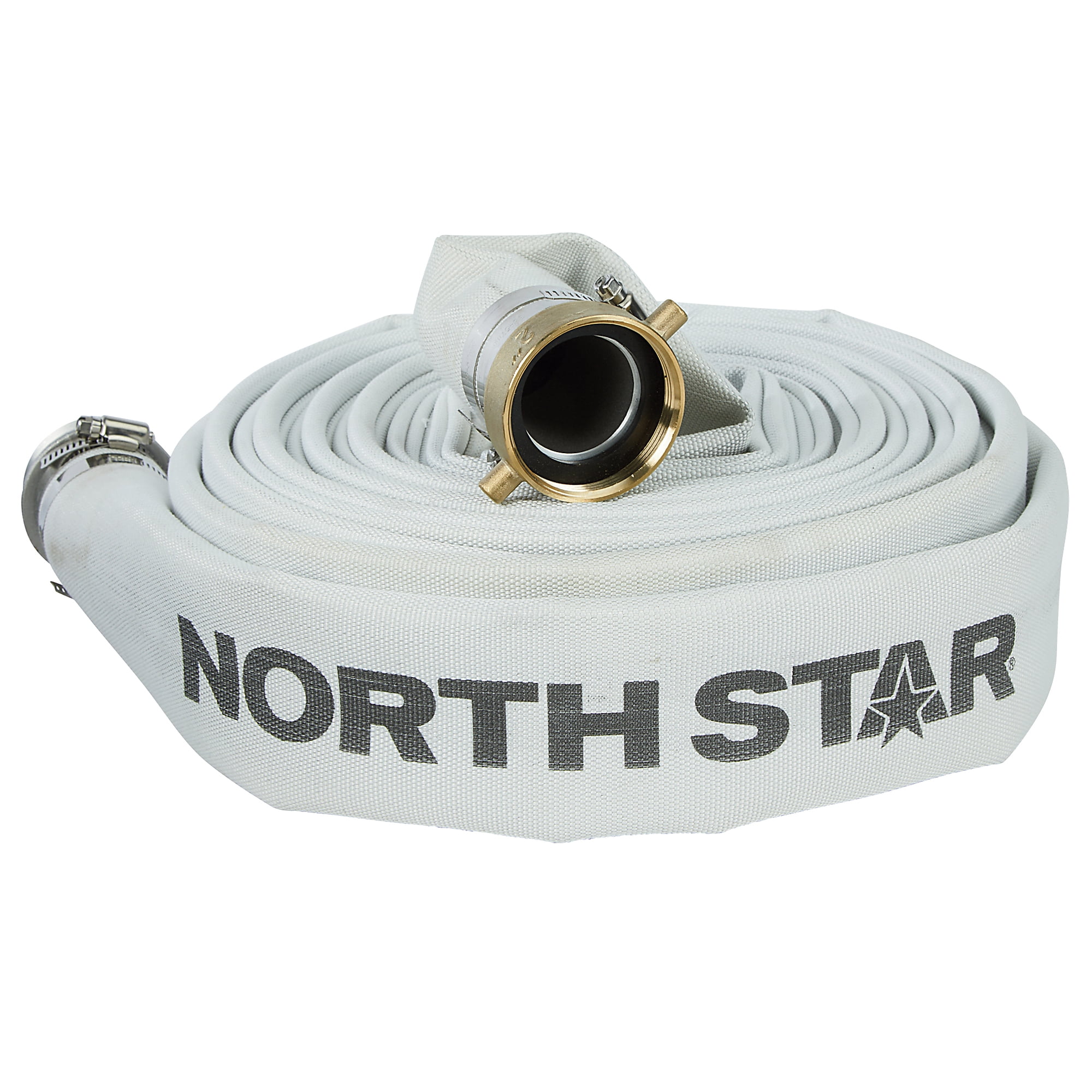 NorthStar Water Pump Mill Discharge Hose, 2in. x 50ft. Max. PSI 250, Lay Flat, Industrial-Grade Aluminum Couplings