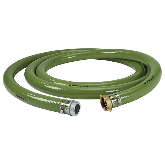 NorthStar Water Pump Suction Hose, 2in. x 20ft. Max. PSI 60, PVC, Industrial-Grade Aluminum Couplings